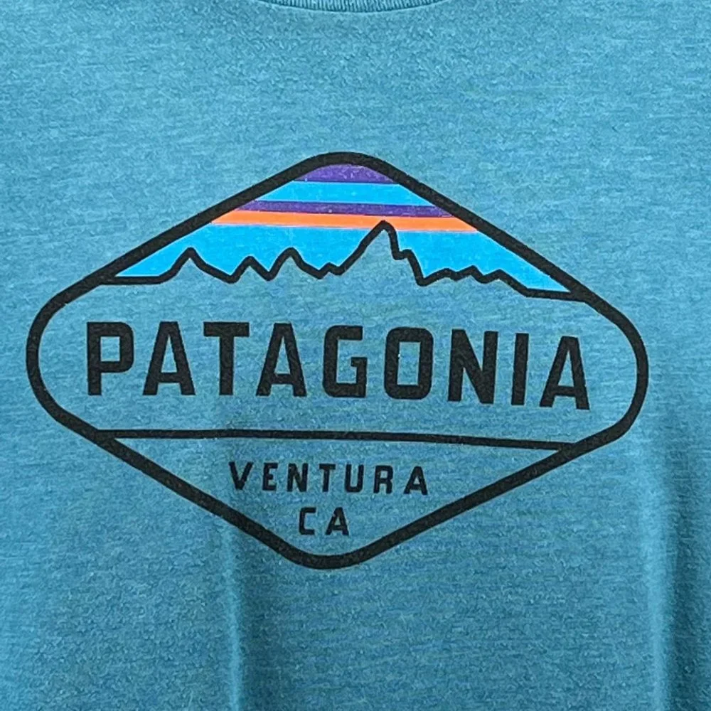 Patagonia Blue Short Sleeve Tee with Black Logo - Picture 4 of 7